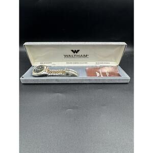 Vtg. Waltham Quartz 35mm Date Watch on Jubilee Bracelet Ref. WTH07 Running w Box